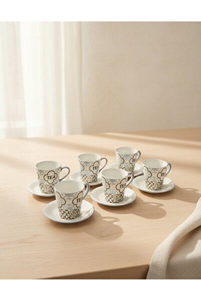 REDTAG White Printed Tea Set (12 Piece)