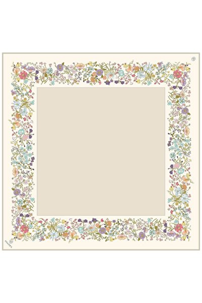 Poanes Çiçek Bordür Desenli Twill İpek Eşarp