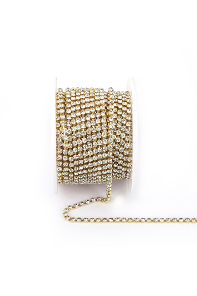 Choice26 10yards - roll ss12 - 3mm Gold base clear 1Yard 10Yards/roll SS6-SS1...