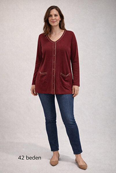 Desen Triko Desen Piped Detail Combed Cotton Jacket