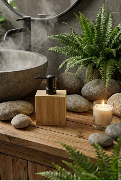 belivano Bambu Siyah Kapaklı Basmalı Sabunluk