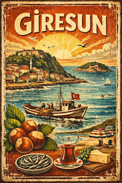 BiveSa Giresun Retro Ahşap Poster