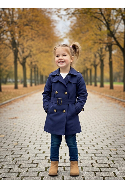 Orca Kids Fashion Unisex 2-8 Years Old Trench Coat Navy Blue Premium