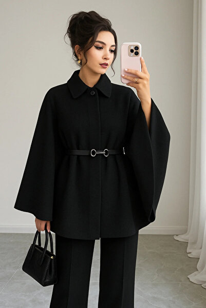 Modayıldızlar Morena Zarif Kadın Kemerli Kışlık Kaşe Panço Modelleri 2026