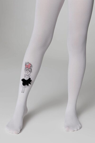 Conte Elegant Șosete pentru copii cu model și decorațiuni de rochie, Conte Kids Pretty 50 Den - Bianco, 146-152