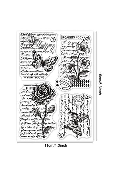 Choice5 ختم سيليكون شفاف عتيق بنمط زهور، AECH-00854، يتضمن كلمات فنية، وختم ع...