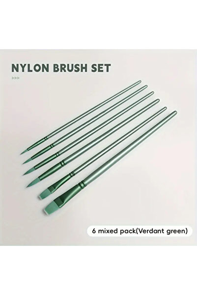 choice2 6green 6/4 Brush Set, Sharp and Flat Watercolor Brushes, Nylon Hair A...