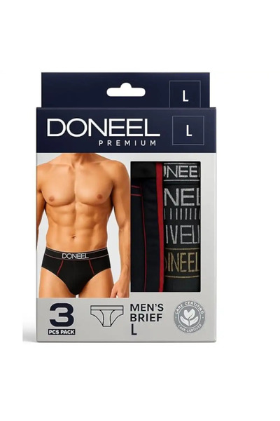 doneel Premium Mens Stretchable Cotton Brief With Logo Waistbands- Large Size
