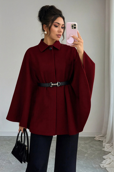 Modayıldızlar Morena Zarif Kadın Kemerli Kışlık Kaşe Panço Modelleri 2026