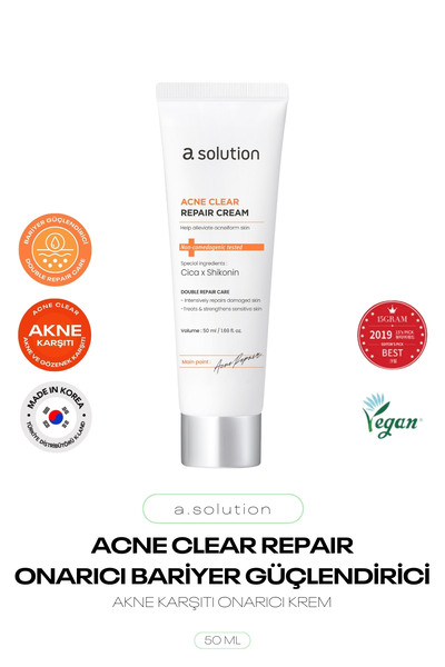 a solution Akneli Ciltler İçin Onarıcı ve Bariyer Güçlendirici Bakım Kremi Ac...