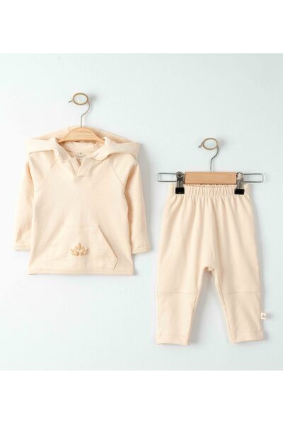 blumi kids بغطاء رأس طقم أطفال عضوي – بيج