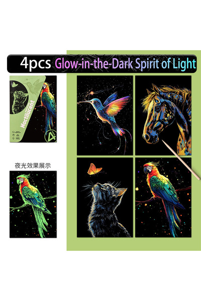 Choice10 Parrot Cat 20*14cm DIY Night Scene Painting Scratch Colorful Drawing...