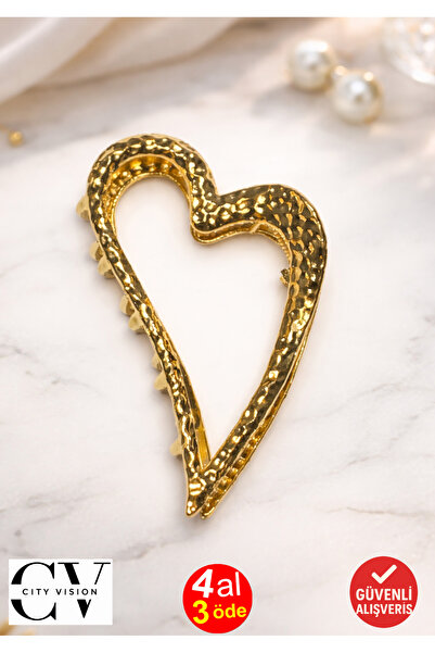 cityvision Agrafă de păr model inimă auriu – Agrafă metalică elegantă și modernă 8 cm