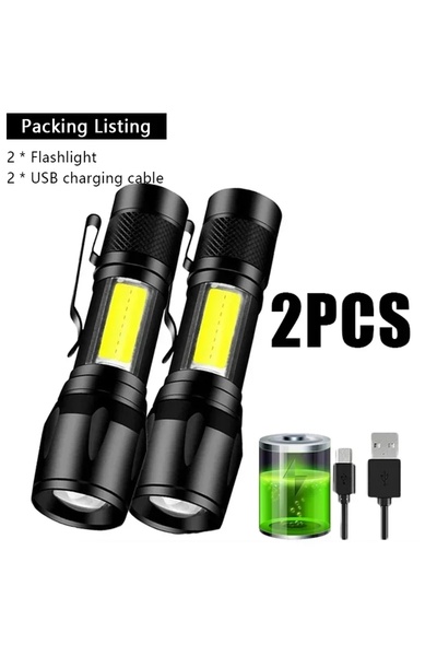 Choice S014 قطعتان مصباح يدوي فائق السطوع بقوة 100000 لومن، قابل لإعادة الشحن...