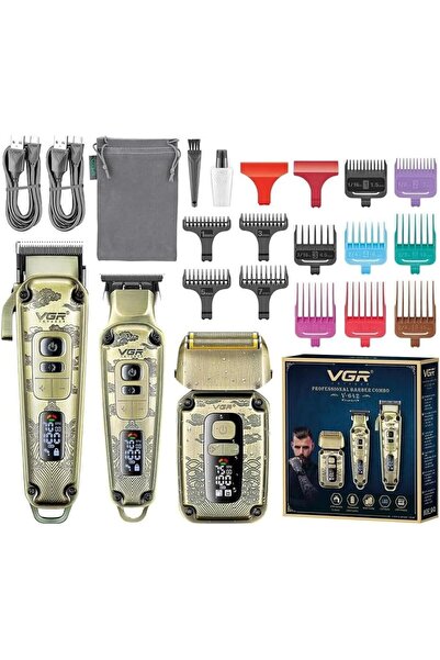 VGR V-642 Metal Hair Clipper, Trimmer & Shaver Set with Digital Display, Guide Combs