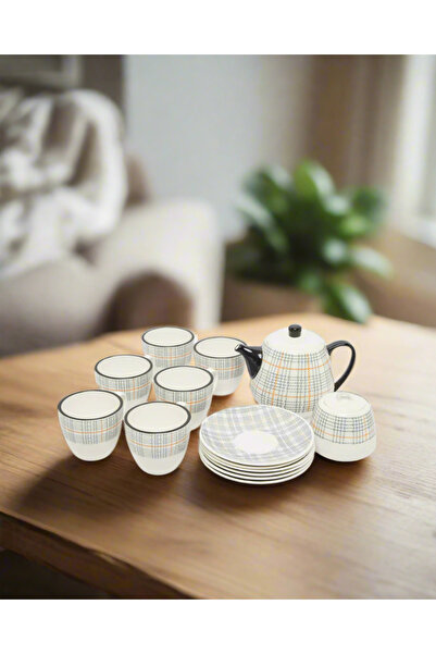 REDTAG White Printed Tea Set (16 Piece)