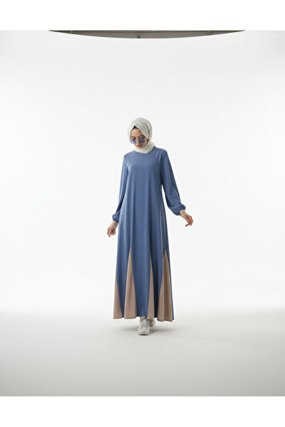 Viane Women's Hijab Dress Scala Color Block Crepe Knitted Comfortable Cut