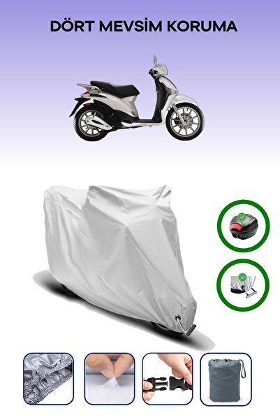 Breen حقيبة خلفية رمادية اللون ومتوافقة مع قماش المحرك المتوافق مع Piaggio Liberty 200