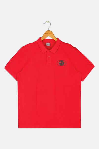 Puma Kids Boy Brand Logo Short Sleeve Polo Shirt, Red