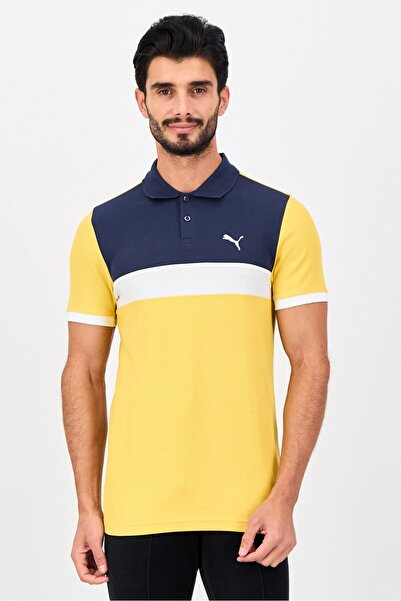 Puma Men Slim Fit Short Sleeve Outdoor Polo Shirt, Yellow