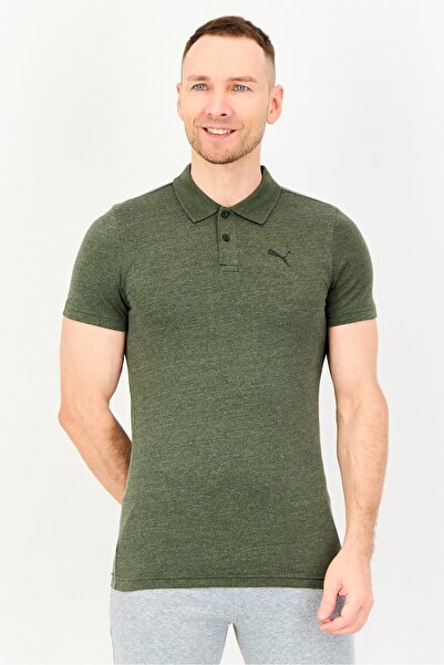 Puma Men Slim Fit Short Sleeve Outdoor Polo Shirt, Heather Army Green