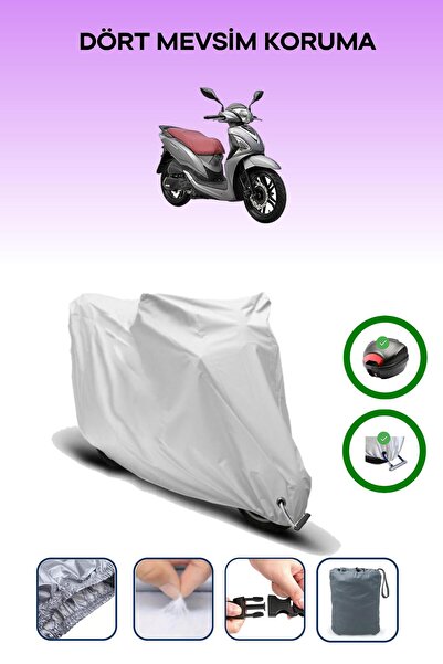 Breen Gray Rear Bag and Lock Compatible Sym Symphony St 200I Compatible Motorcycle Tarpaulin