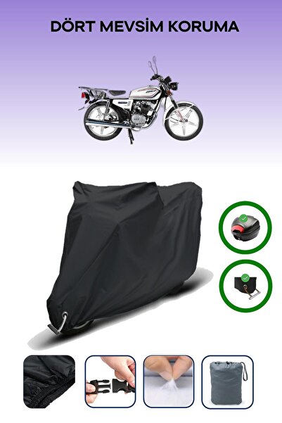 Breen Black Rear Bag and Lock Compatible Arora Ar 100-8 Classic Steel Compatible Motorcycle Tarpaulin