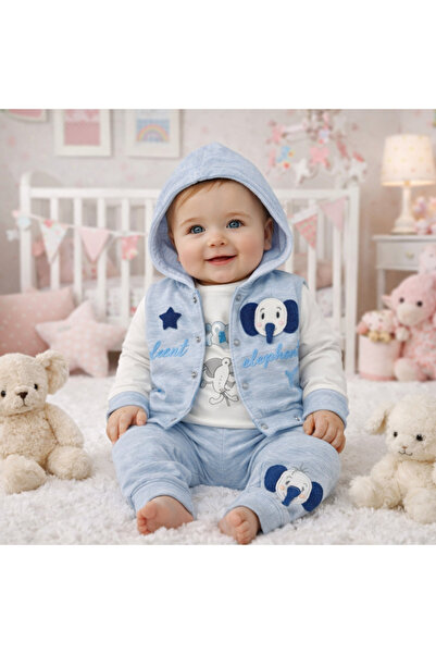 tinitins Thick Vest Set Animal Figured Baby 3-Piece Set