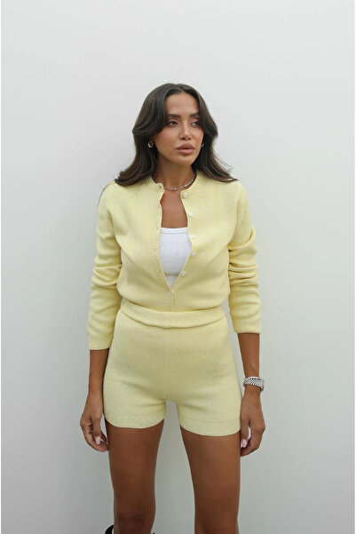 My Blog Yellow Buttoned Bodysuit Shorts Set -25R0001