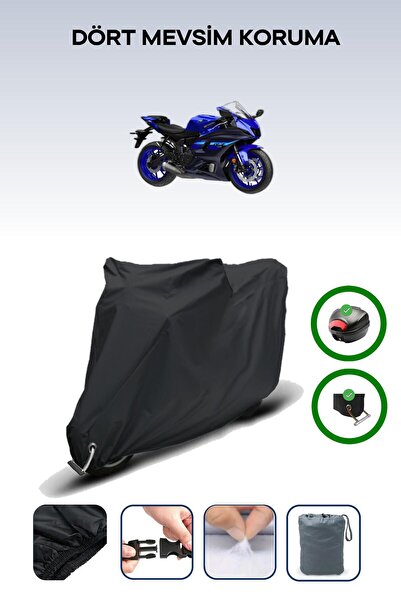 Breen حقيبة خلفية سوداء وقماش محرك متوافق مع ياماها R7