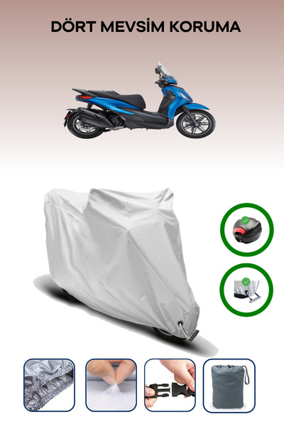 Breen حقيبة خلفية رمادية اللون ومتوافقة مع قماش المحرك المتوافق مع Piaggio Beverly S 400