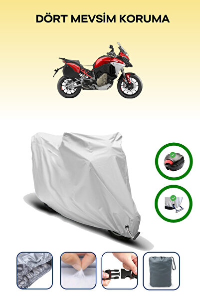 Breen حقيبة خلفية رمادية اللون ومتوافقة مع قماش المحرك المتوافق مع دوكاتي مولتيسترادا V4 S