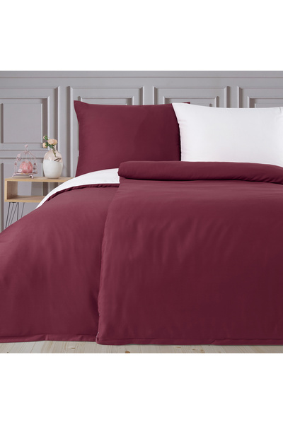 NazeninHome Satin 100% Cotton Single Duvet Cover Set Solid Color Burgundy - C...