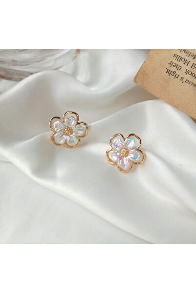 Choice أقراط مرصعة بزهرة الكاميليا البيضاء من اللؤلؤ الأكريليكي للنساء، بتصمي...