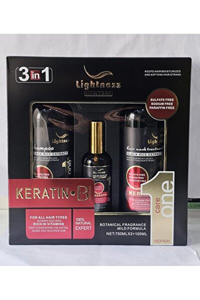 Lightness شامبو كيراتين.بي كومبلكس للشعر، وسيروم للشعر، وقناع للشعر 3 في 1