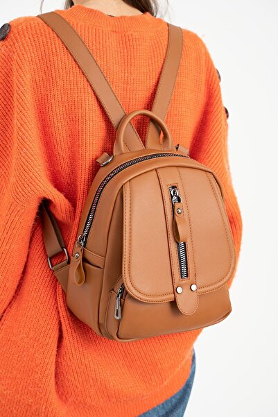 Çanta Trend Women's Tan Backpack and Shoulder Bag Are Easy to Carry and Very Useful