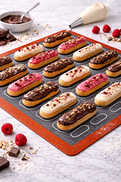 KAMPANYALI Silicone Perforated Mat 40×60 cm (Ekm-46) |   Large and Small Attachments Dough Rolling Mat |   Non-Stick Oven Mat