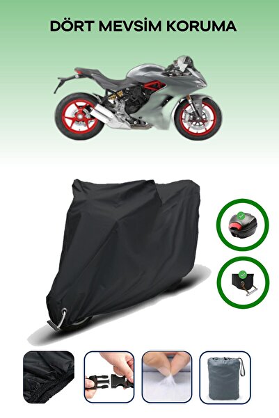 Breen حقيبة خلفية سوداء وقماش محرك متوافق مع دوكاتي سوبر سبورت