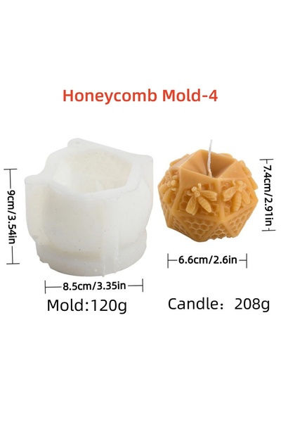 Choice3 قالب قرص العسل 4 ثلاثي الأبعاد على شكل خلية نحل، قالب شمعة على شكل خل...