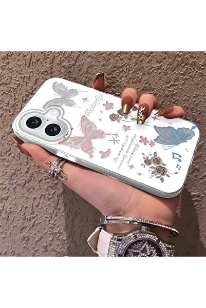 Hontinga حافظة هاتف متوافقة مع آيفون 16 بتصميم الفراشة مضادة للصدمات وحماية ل...