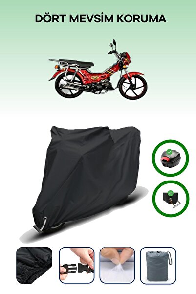 Breen Black Rear Bag and Lock Compatible King Motor Kr-100-A Compatible Motor Tarpaulin