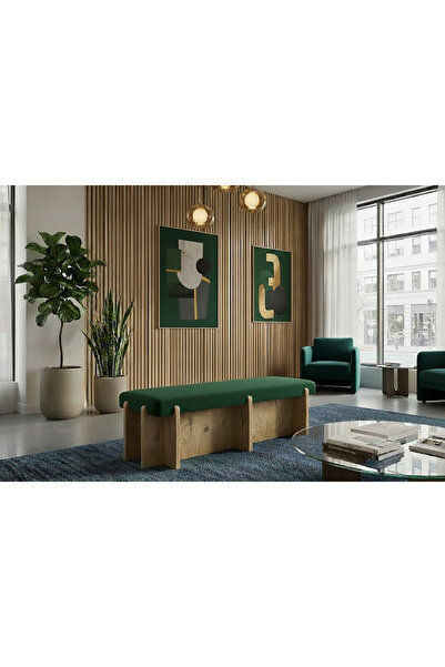 DeccoStil Tower Maxi Doğal Ahşap Bench Puf 40x120 cm-Babyface Kumaş Yatak Ucu...