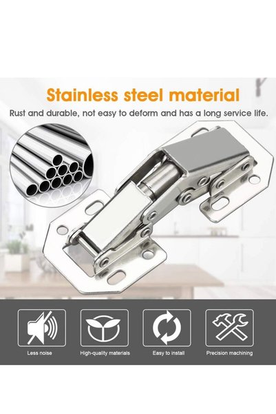 MegaVitrin 2 Pieces Non-Hole Furniture Cabinet Hinge 90 Degree |   Steel Screw Hinge Set Without Slot Required