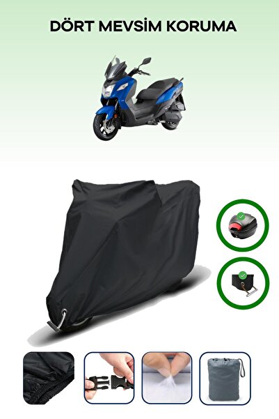 Breen Black Rear Bag and Lock Compatible Sym Joymax Z Plus 250 Compatible Motorcycle Tarpaulin