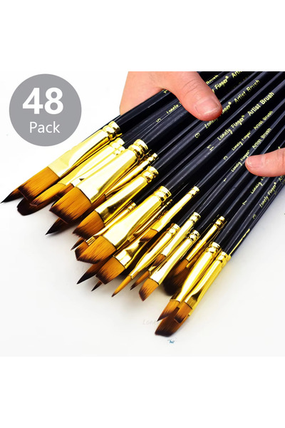 Choice3 مجموعة فرش رسم احترافية للفنانين، عبوة سوداء من 12/48 قطعة، تتضمن فرش...