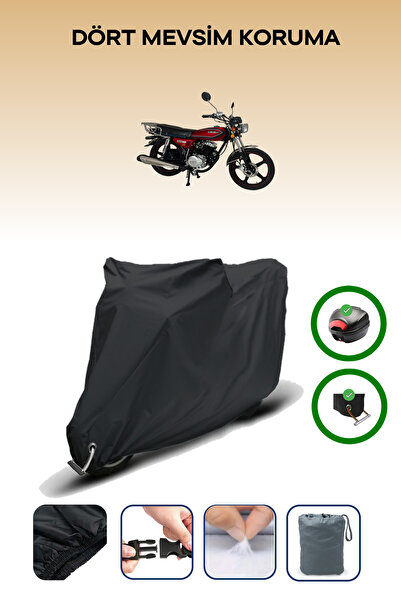 Breen Black Rear Bag and Lock Compatible Abush Cg 50 Plus Compatible Motorcycle Tarpaulin