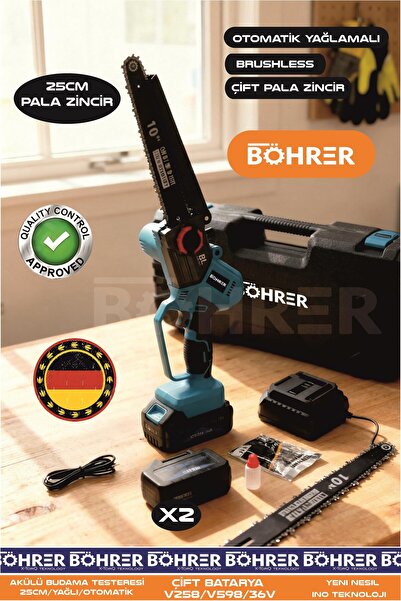 BÖHRER ALMAN DESİGNE BA011154 KÖMÜRSÜZ YENİ TASARIM ÇİFT AKÜLÜ 25CM 10 İNÇ - ...