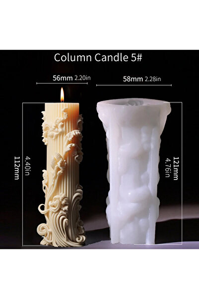 choice2 قالب سيليكون على شكل عمود شمعة، 5 قطع، شموع عطرية أوروبية أسطوانية، ي...