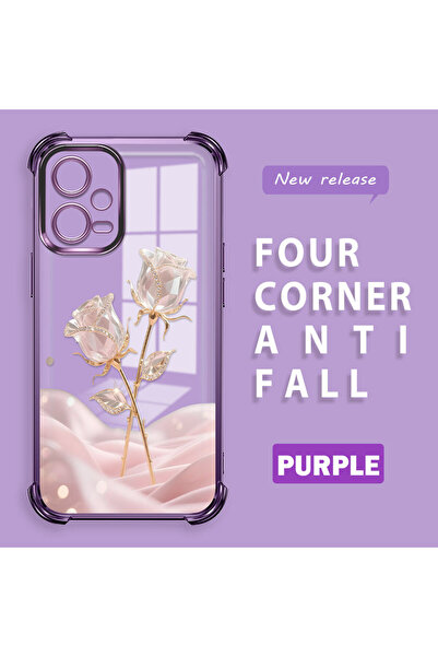 ucuc حافظة حماية من السيليكون الشفاف باللون الوردي الرومانسي المتوافقة مع هات...