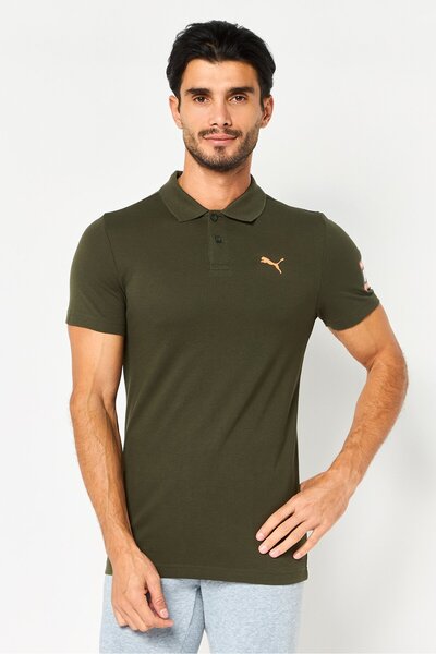 Puma Men Sportswear Fit Short Sleeve Outdoor Polo Shirt, Dark Olive